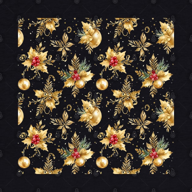 Gold Christmas Pattern by Anik Arts